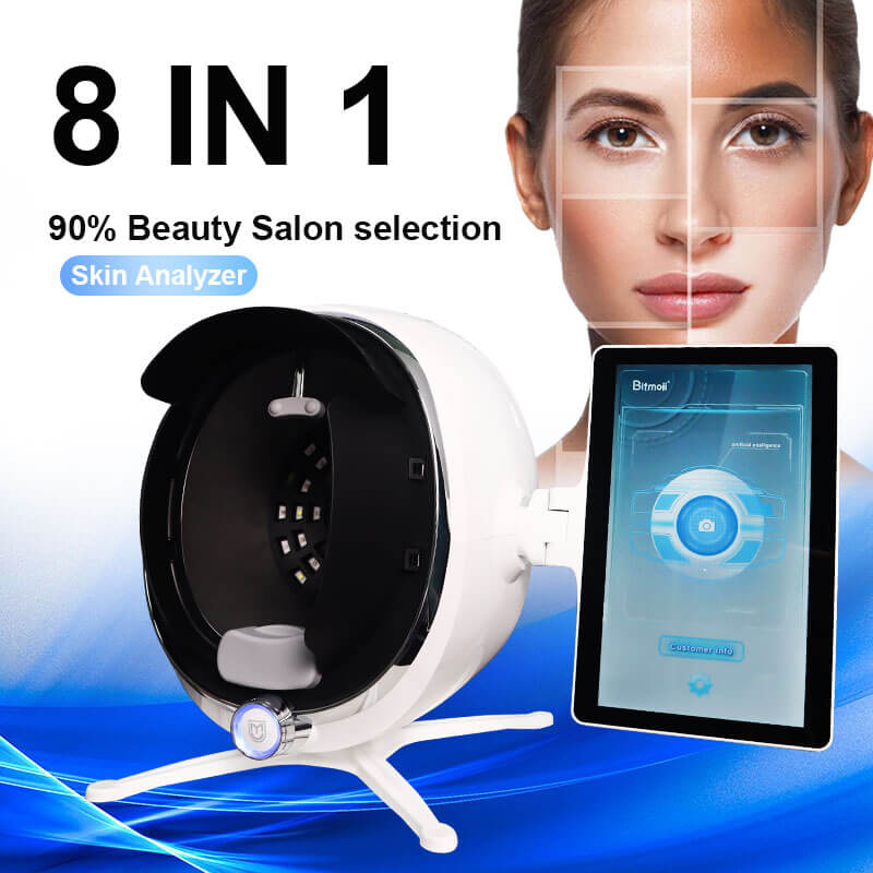 8 In1 Portable Wifi Smart Mirror Scanner 3d Facial Skin Analyzer Machine Digital Skin Beauty Analyzer Tester With Screen